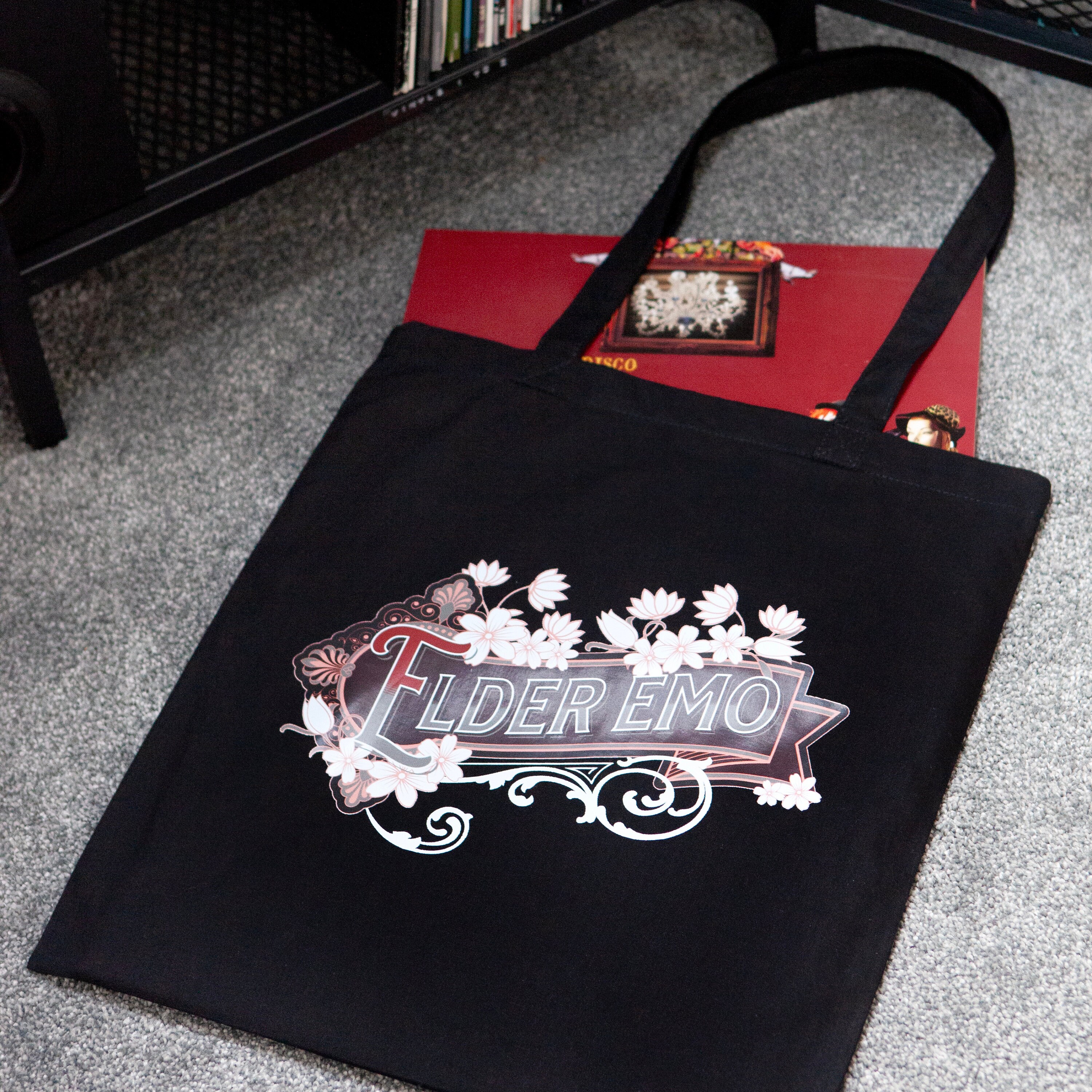 Elder Emo Black Tote Bag | Reuseable Shopper | Shoulder Bag  display picture 1