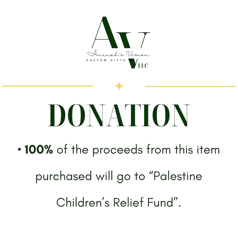 Donation, 100% of the proceeds from your purchase will go to Palestine Childrens Relief Fund