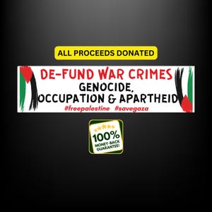 100% proceeds donated to Palestine/free Palestine decal/Gaza/Palestine flag/free Palestine sticker/Palestine laptop sticker/end apartheid