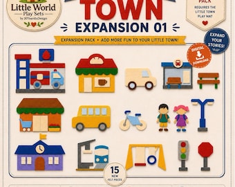Little Town Expansion Pack, Felt Appliqué Designs & Patterns, Felt Templates, Digital Download