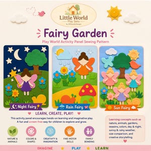 Fairy Garden Play World Activity Panel, Beginner Sewing Pattern, Felt Board PDF, Educational Toy, Kids Craft PDF (Digital Download) image 6