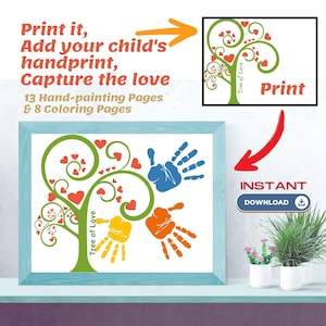 Love Handprint Art Craft Bundle, Preschool Craft Easy Keepsake Art Printable Craft Homeschool Paint Activity Love Gift Kids, Baby Handprint