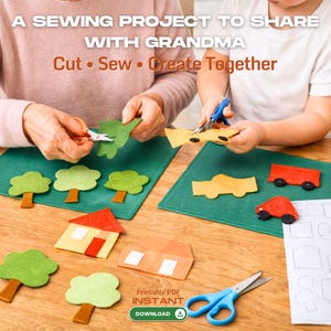 Little Town Kids Play Rug Sewing Pattern, DIY Play Mat PDF, Cut and Sew Felt or Fabric Play Rug (Digital Download)