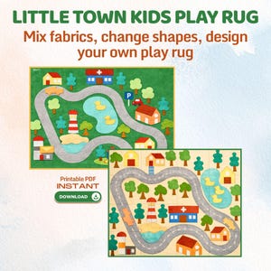 Little Town Kids Play Rug Sewing Pattern, DIY Play Mat PDF, Cut and Sew Felt or Fabric Play Rug (Digital Download)