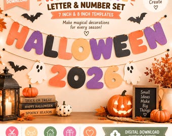 Bubble Alphabet and Letter Templates 7–8 Inch (18–20 cm) Printable DIY Craft Cut Outs (Digital Download)