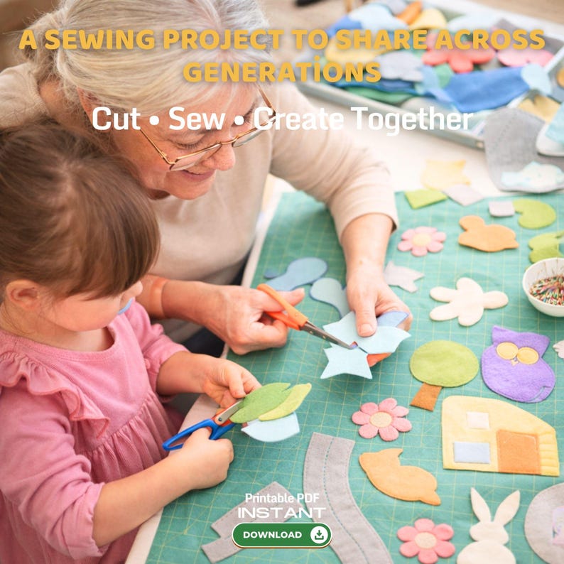 Ocean & Land Animals Kids Play Rug Sewing Pattern, DIY Play Mat PDF, Cut and Sew Felt or Fabric Rug (Digital Download)