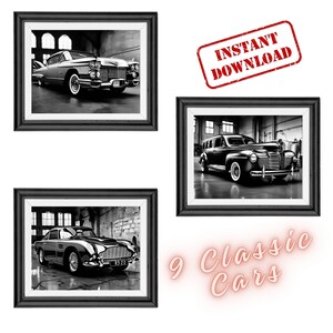 Classic Car Wall Art for Father&#39;s Day Gift for Him, Vintage Automotive Poster, Digital Printable Wall Art Home Decor, Classic Car Guy Gift