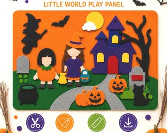 Halloween Play World Activity Panel Sewing Pattern, Felt Busy Board PDF, 40+ Appliqué Templates, Kids  Educational Toy Digital Download