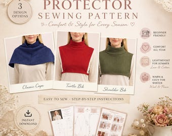 Neck & Shoulder Protector Sewing Pattern PDF, Easy Neck Warmer Pattern | Daily, Elegant Use, 3 Design Options (Digital Download)