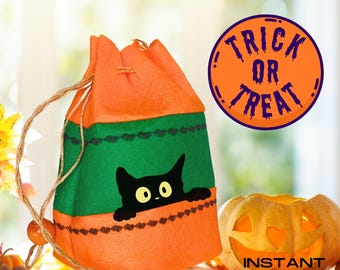 Halloween Bag Easy Sewing Pattern PDF: Printable DIY Halloween Candy and Goodie Bag Sewing Pattern Kids, Perfect for Trick or Treat Bag Sew