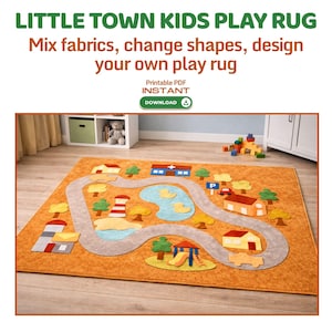 Little Town Kids Play Rug Sewing Pattern, DIY Play Mat PDF, Cut and Sew Felt or Fabric Play Rug (Digital Download)