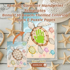 Summer Break Handprint Craft Pack 22 Pcs for Kids, Printable Beach Art Activities Toddlers, Summer Craft Preschool, Kindergarten, Homeschool
