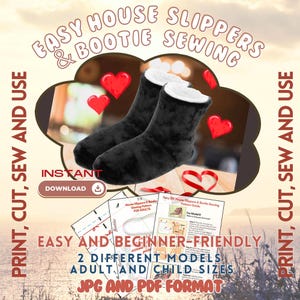 Slipper Booties Sewing Pattern: Beginner-Friendly DIY Cozy House Shoes (PDF & JPG Download) Easy Weekend Sewing Project