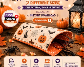 Twin Glasses Case Sewing Pattern, Holds 2 Glasses PDF, Beginner Friendly,Multi Language Video Tutorial, Last minute Gift