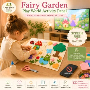 Fairy Garden Play World Activity Panel Pattern, Educational Toy, Felt Board PDF,  Kids Craft, Quiet Book Activity (Digital Download)
