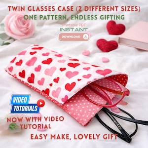 Twin Glasses Case Sewing Pattern, Double Eyeglass Case DIY, 2 Sizes Glasses Holder |Beginner PDF Pattern Download
