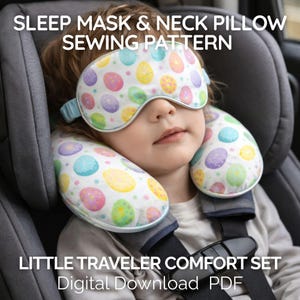 Sleep Mask & Travel Neck Pillow Sewing Pattern Set, Felt Applique Templates (PDF Download)