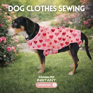 Cartamodello PDF stampabile per cucire un cappottino per cani – Download immediato, taglie dalla S alla XL, modello facile per principianti.