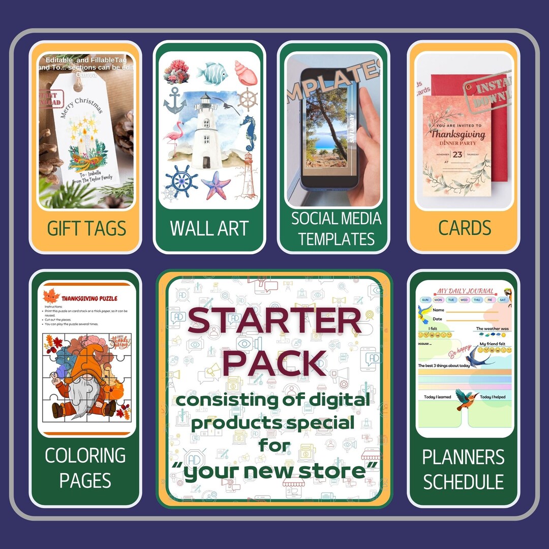 Etsy Starter Pack: Digital Templates, Planners, Cards, Wall Art ...