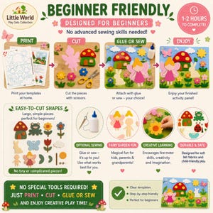 Fairy Garden Play World Activity Panel, Beginner Sewing Pattern, Felt Board PDF, Educational Toy, Kids Craft PDF (Digital Download) image 10