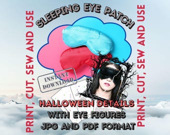 Halloween Sleep Mask Beginner Sewing Pattern:  Easy Felt PDF Sewing Pattern Tutorial, Digital Eye Patch Pattern, Handmade Crafts, Gift Idea
