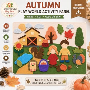 Autumn Play Mat Sewing Pattern, Felt Activity Panel, Fall Educational Toy, Thanksgiving Bonus, Fall Printables Digital Download