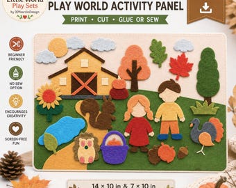 Autumn Play Mat Sewing Pattern, Felt Activity Panel, Fall Educational Toy, Thanksgiving Bonus, Fall Printables Digital Download