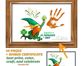 St. Patrick’s Day Preschool Bundle 11 Printable Pages, Handprint Crafts, Coloring Sheets and Certificate