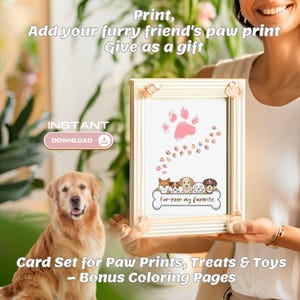 Dog Love Card Paw Print Craft Bundle, Gotcha Day Cards, Printable DIY Pet Love Gift Cards & Coloring Pages, Pet Adoption Card