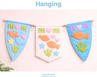 Mom & Me Ocean Banner Sewing Pattern, Kids DIY Felt Craft (Printable)