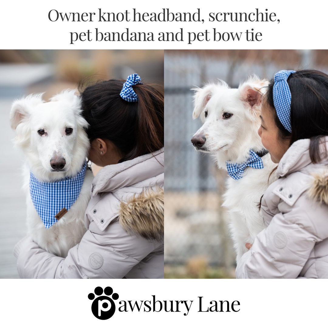 Full Set Matching Dog Bandana, Bowtie, Owner Knot Headband and