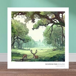 Richmond Park (England) Printable | Printable Watercolor x Animated Style Digital Art | Wall Art | DIGITAL PRODUCT