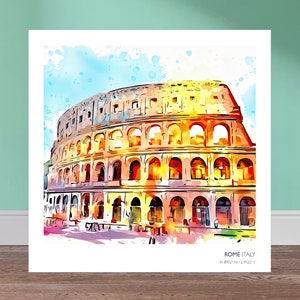 Le Colisée imprimable | Aquarelle x Art numérique de style animé | Art mural | PRODUIT NUMÉRIQUE