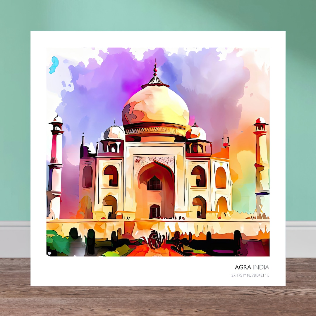 Taj Mahal Printable | Printable Watercolor X Animated Style Digital Art ...