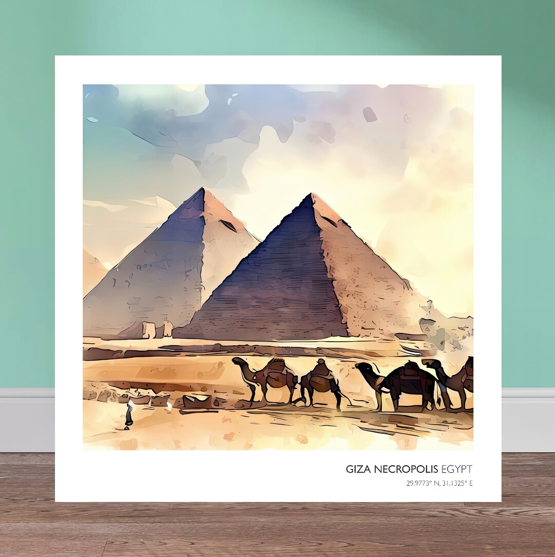 Pyramids of Giza (egypt) Printable | Printable Watercolor X Animated Style Digital Art | Wall ...