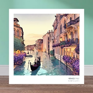 Venice (Italy) Printable | Printable Watercolor x Animated Style Digital Art | Wall Art | DIGITAL PRODUCT