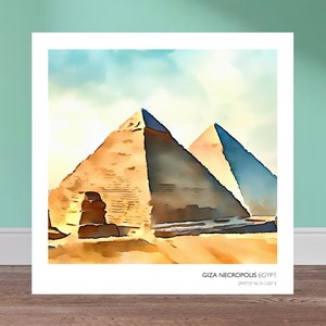 Pyramids of Giza Printable | Printable Watercolor x Animated Style Digital Art | Wall Art | DIGITAL PRODUCT