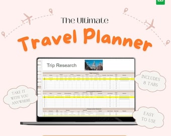 Ultimate Travel Planner, Google Spreadsheets, Digital Planner, Vacation Planner, Trip Organization