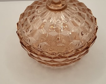 VTG Jeannette glass co. Fostoria Cubist candy dish w/lid