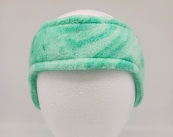 Marble Mint Green fleece ear warmer, Mint green marble fleece headband, Mint green marble ear cover