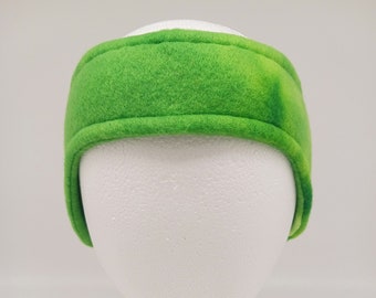 Northern lights green fleece ear warmer, green aurora borealis fleece ear warmer, green fleece headband