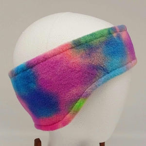 141 designs, Tie Dye Watercolor fleece ear warmer, headband, earring, ear scarf, cold weather accessory, hockey, skiing, skating, cheering