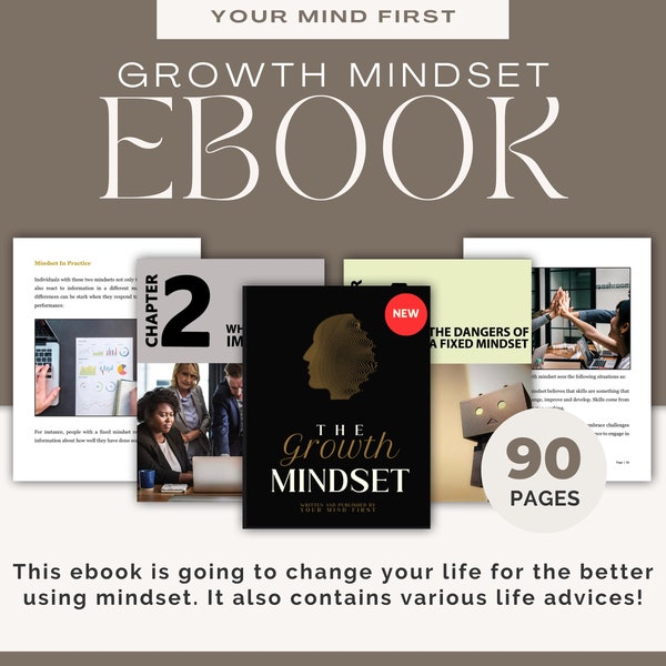 Growth Mindset eBook | Personal Development | Your Mind First | Done For You Personal Growth | Therapy Tools | Men Gifts | Self Improvement