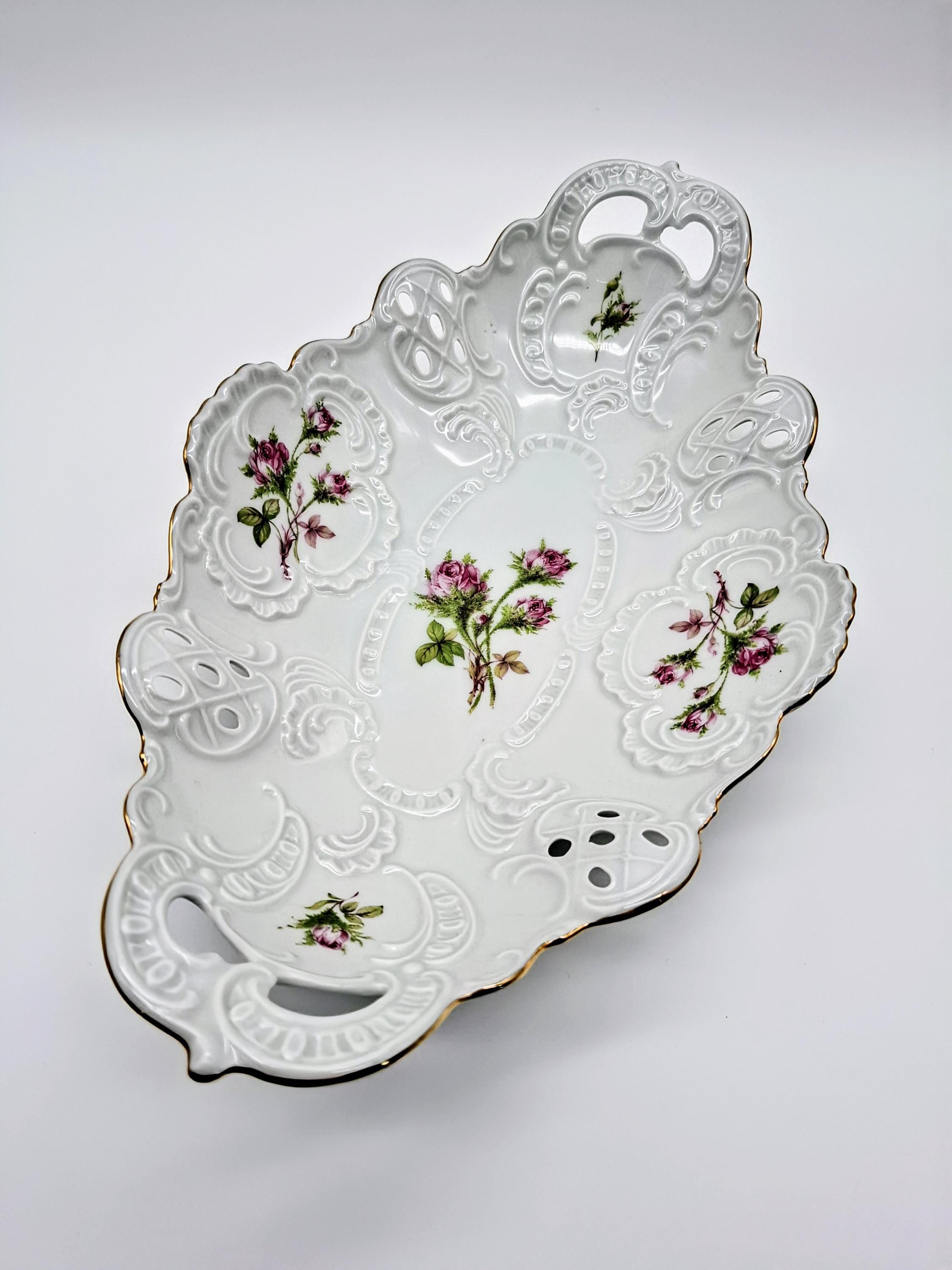 Service à Sucre Et Crémier En Porcelaine Bavaria Allemagne - Décor Fleurs Argenté
