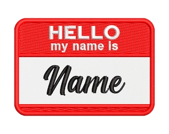 PERSONALIZED EMBROIDERED PATCH with name "Hello my name is" (Thermo adhesive)