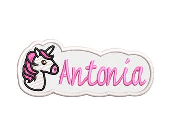 PERSONALIZED EMBROIDERED PATCH Unicorn and name (Thermo adhesive)