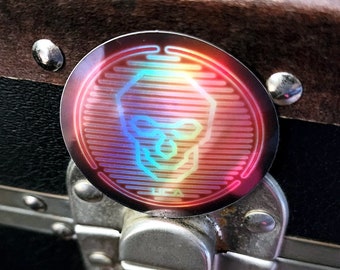 Holographic Neon Mule Warning Sign Vinyl Sticker / Custom Death Stranding Video Game Art