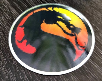 Mortal Kombat Logo Mirrored Vinyl Sticker / Custom Mortal Kombat Arcade & Video Game Art