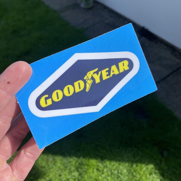 Vintage Goodyear Sticker - 12cm Blue 1960’s 70s UV Protected Gloss Custom Car Muscle