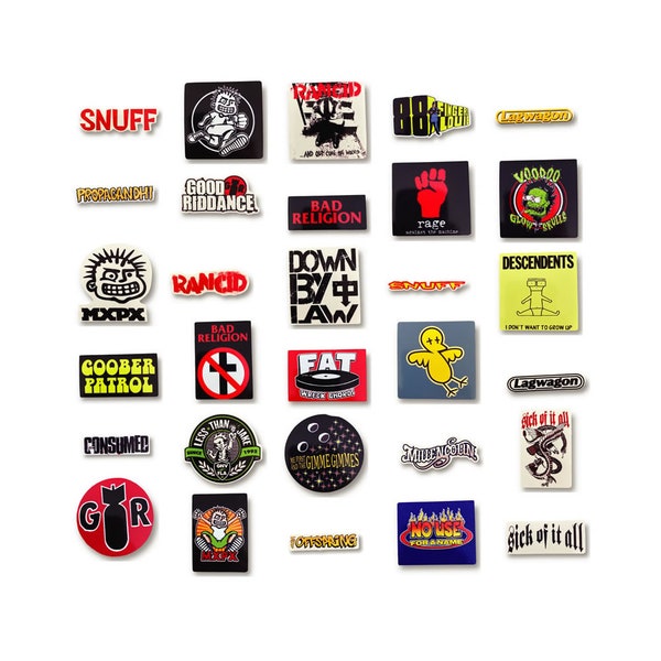 Paquete de pegatinas punk de 50 x 1990 - Troquelado de alta calidad Rancid Fat Wreck Chords Bad Religion Sin uso NOFX Riddance Decendents MXPX Green Day